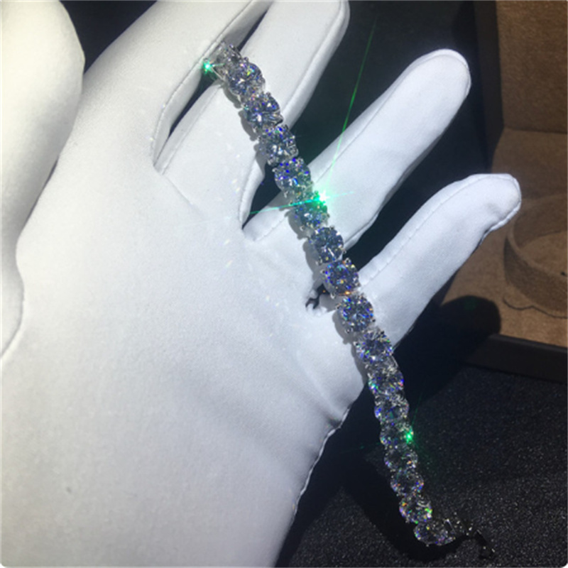 Vecalon Fashion Tennis Bracelet Round 8mm AAAAA Zircon Sona Cz White gold filled Engagement wedding Bracelets for women Jewelry
