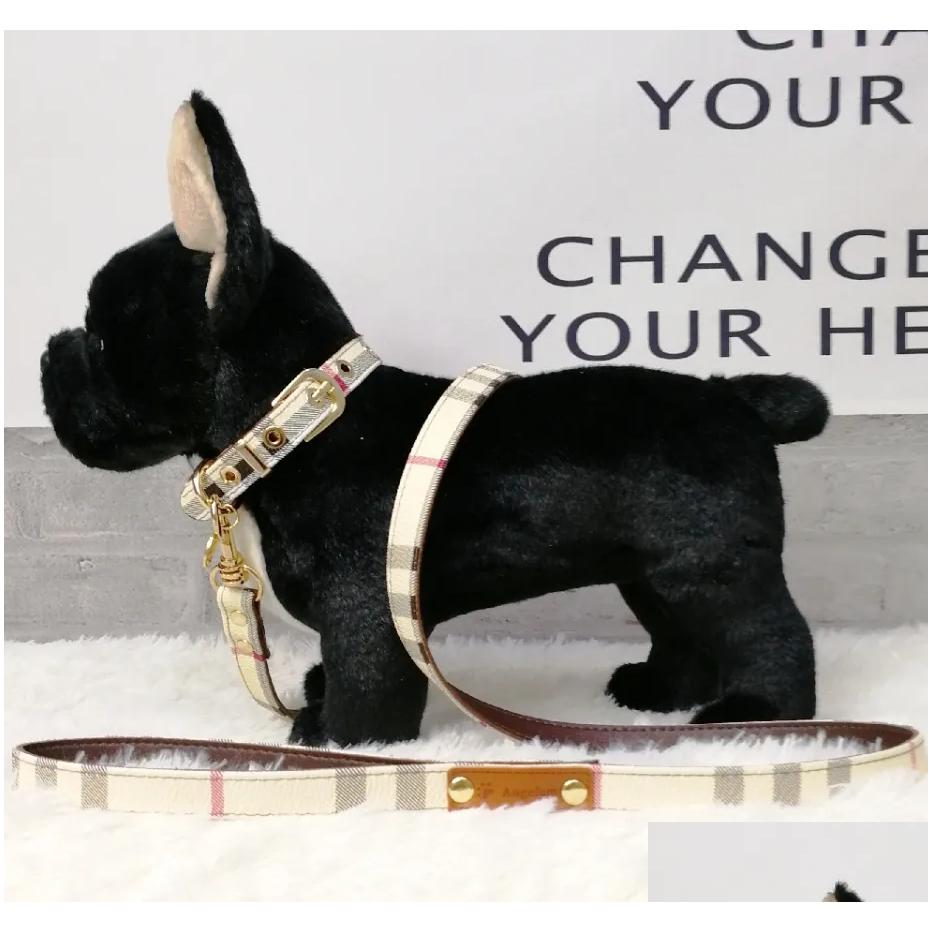 Leather Multi-Color Dog Walking Kit Adjustable Presbyopic Leather Collar with Secure Handle