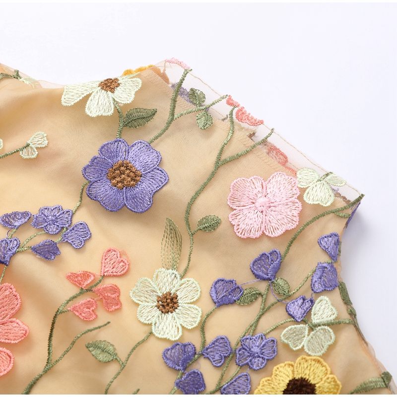 Casual Dresses Floral Embroidery Elegant Luxury Women Mini Dress Half High Collar Long Sleeve Spring Evening Party Lady Vestido