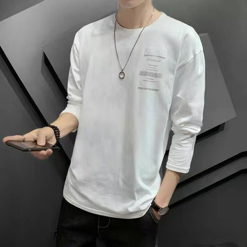 Men's T-Shirts Spring Autumn Fashion Trend Letter Print T-shirts Men Long Sleeve Loose Casual Tops Man Hip Hop All Match Y2K Male Street Wear 230