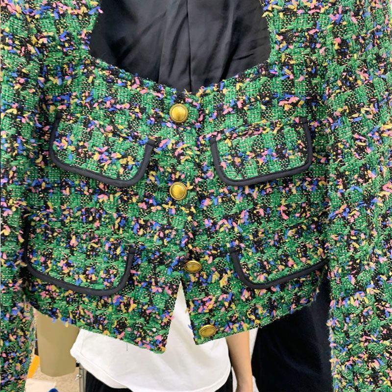 Women's Jackets Autumn Winter Sqaure Neck Tweed Jacket Women Vintage Elegant Small Fragrant Short Coat French Style Chic Fashion Tops 230912