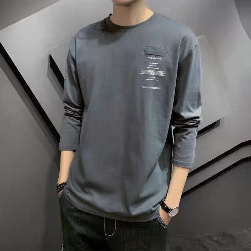 Men's T-Shirts Spring Autumn Fashion Trend Letter Print T-shirts Men Long Sleeve Loose Casual Tops Man Hip Hop All Match Y2K Male Street Wear 230