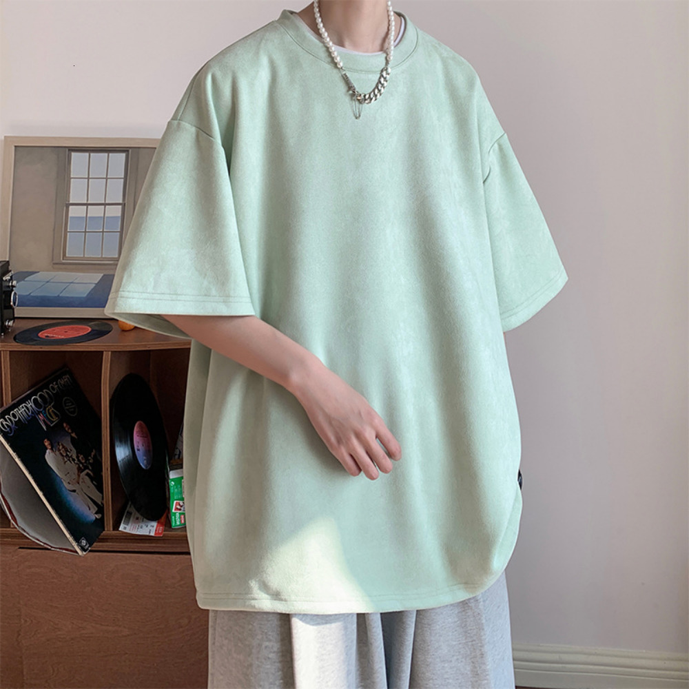 Men's T-Shirts Men's Suede Short Sleeve T-shirt Vintage Loose T-shirts Women Casual Oversized T Shirt O Neck Retro Harajuku Tops Tees 230912