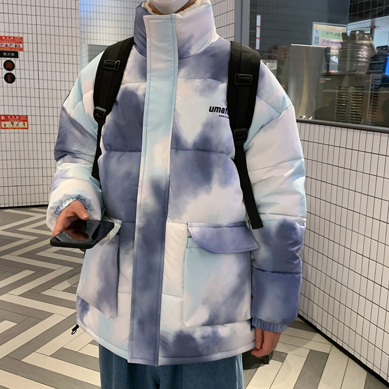 Men's Down Parkas Hip Hop Winter Harajuku Oversized Mens Bubble Coat Tie Dye Jacket Man Streetwear Couple Casual Parkas Korean Y2K Puffer Jackets