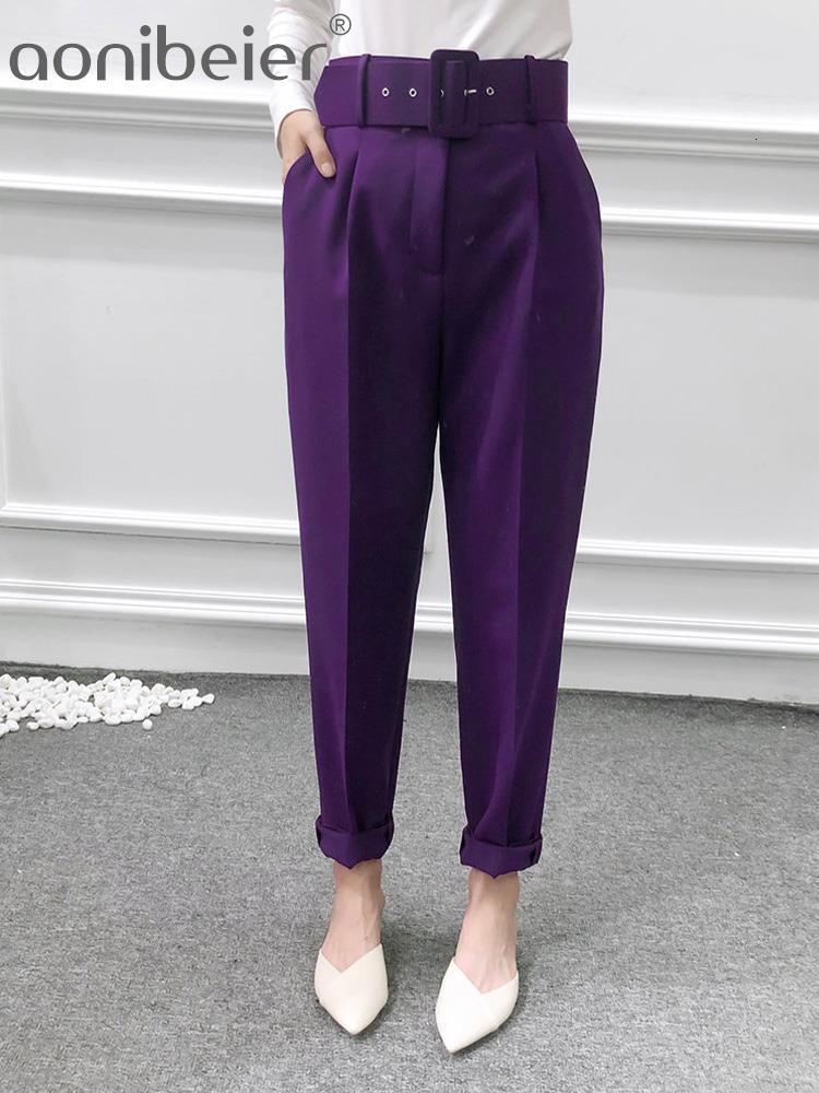 Women's Pants Capris Aonibeier Woman Career Diy Pant Suit Office Lady Traf Belt Casual Women Trousers Female Pant Sets 230912