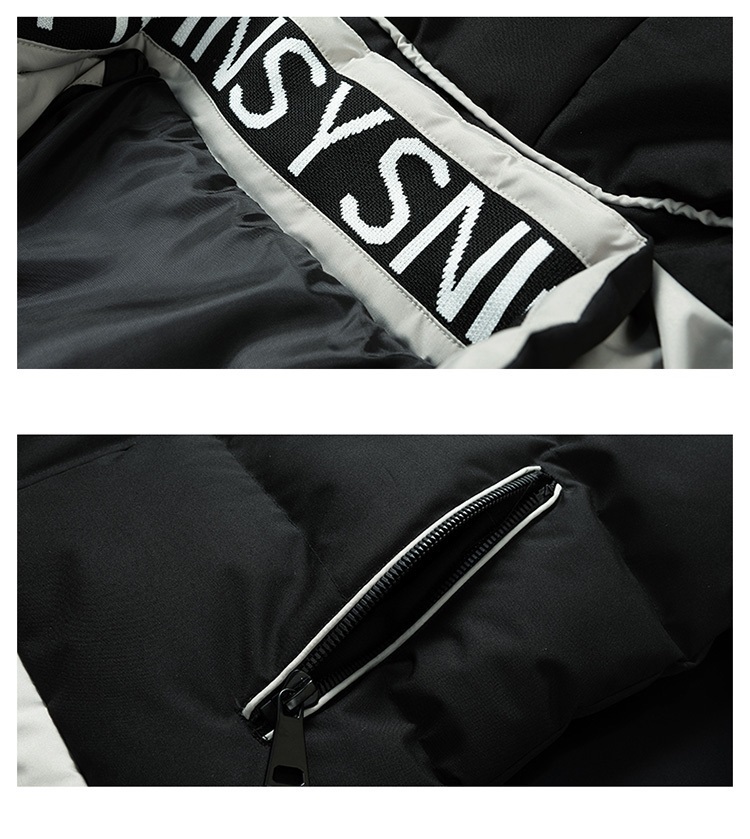 Men's Down Parkas Men Windproof Hat Parkas Streetwear Hip Hop Patchwork Print Jacket Winter Warm Outwear Hooded Thick Fleece Parka Male Short Coa