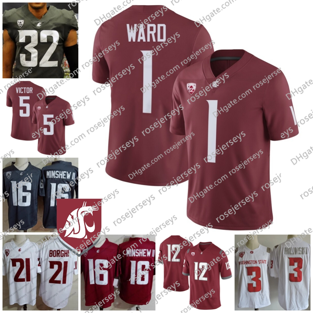 Custom Washington State Cougars Cameron Ward Lincoln Victor Josh Kelly Kyle Williams Cooper Mathers Carlos Hernandez Nakia Watson 16 Minshew II WSU Football Jersey