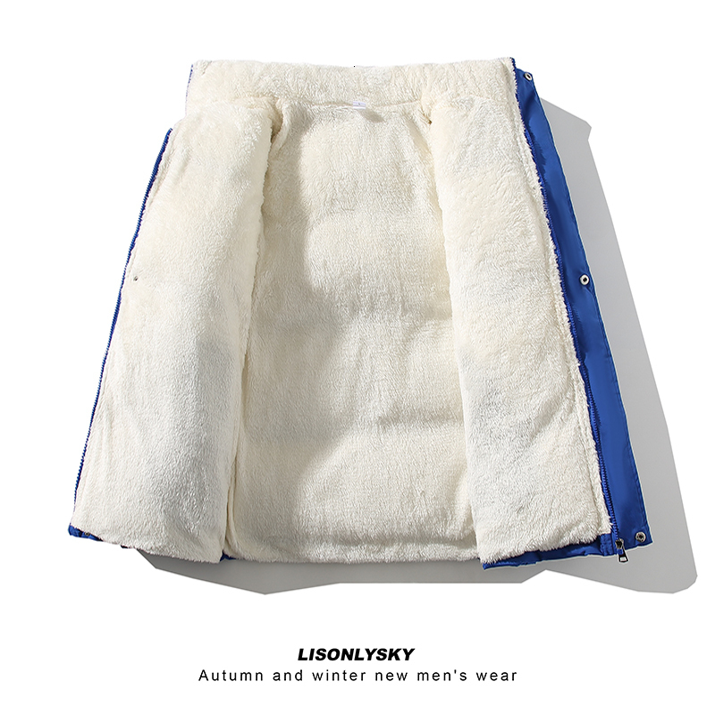 Men's Down Parkas Legible Thicken Warm Winter Jacket Men Solid Loose Winter Coats Male Stand Collar Fleece Parkas Man 230912