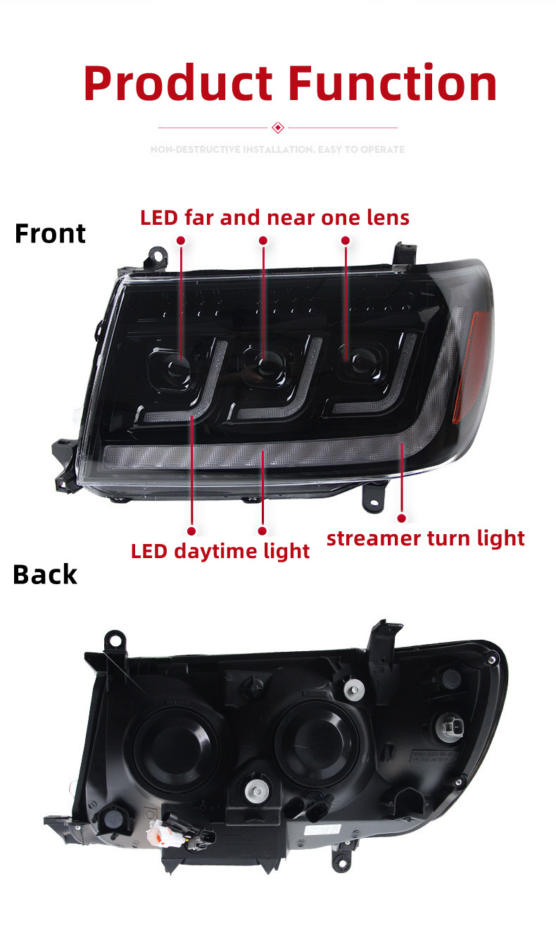 Car Headlights For Land Cruiser 1998-2007 LC100 Full LED Headlights 4700 DRL Daytime Lights LED Turn Signal Lamp