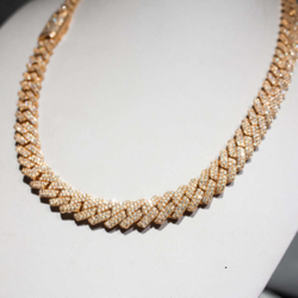 Hip Hop 18mm 4 Rows Bust Down Miami Diamond 925 Silver Vvs Moissanite Iced Out Cuban Link Chain