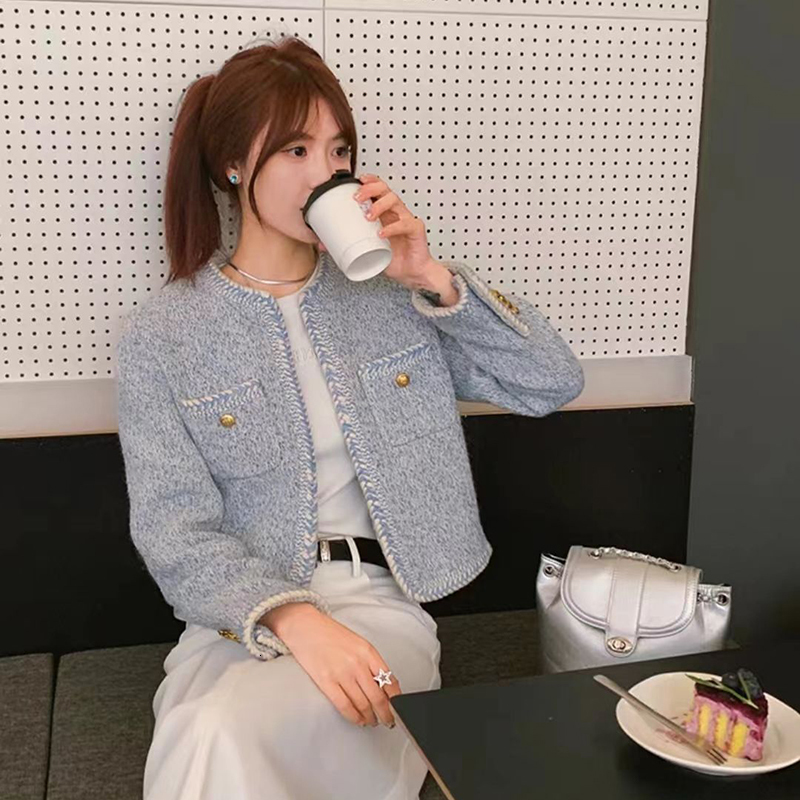 Women's Jackets XIZOU French Sweet Women Tweed Jacket Elegant Buttons Faux Wool High Quality Coat Female Fashion Long Sleeve Casual Outwear 23091