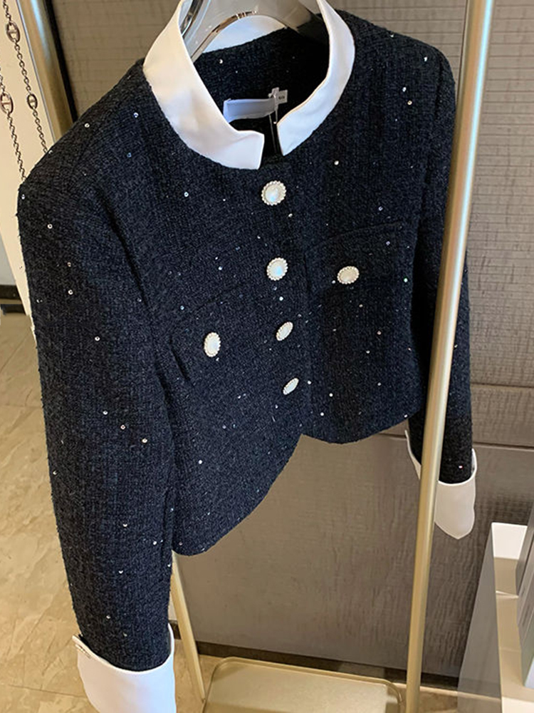 Women's Jackets Vintage Small Fragrance Tweed Jacket Women Blazer Coat Fashion Long Sleeve Female Jacket High Quality Patchwork Outwear 230912