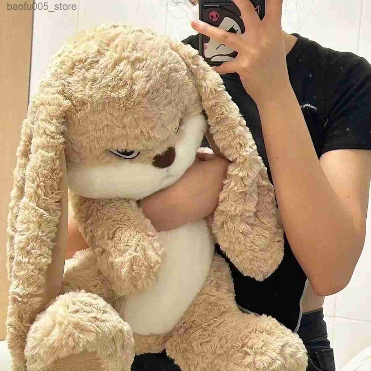 Plush Dolls New 40cm Angry Rabbit Large Size Plush Toy Cute Animal Plushie Doll Kawaii Soft Stuffed Model Room Decor Birthday Gifts Q230913