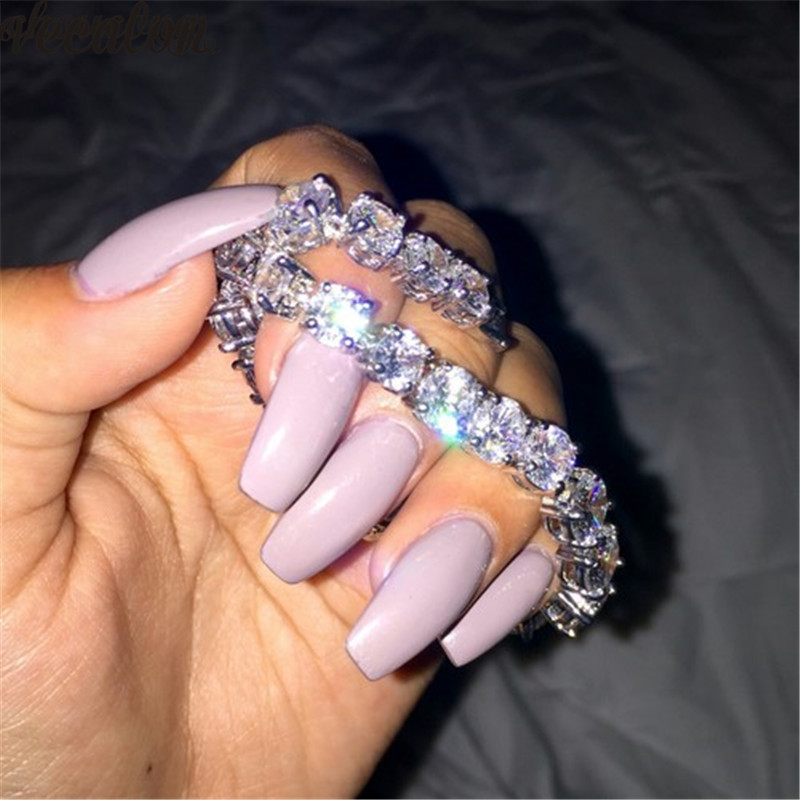 Vecalon Fashion Tennis Bracelet Round 8mm AAAAA Zircon Sona Cz White gold filled Engagement wedding Bracelets for women Jewelry