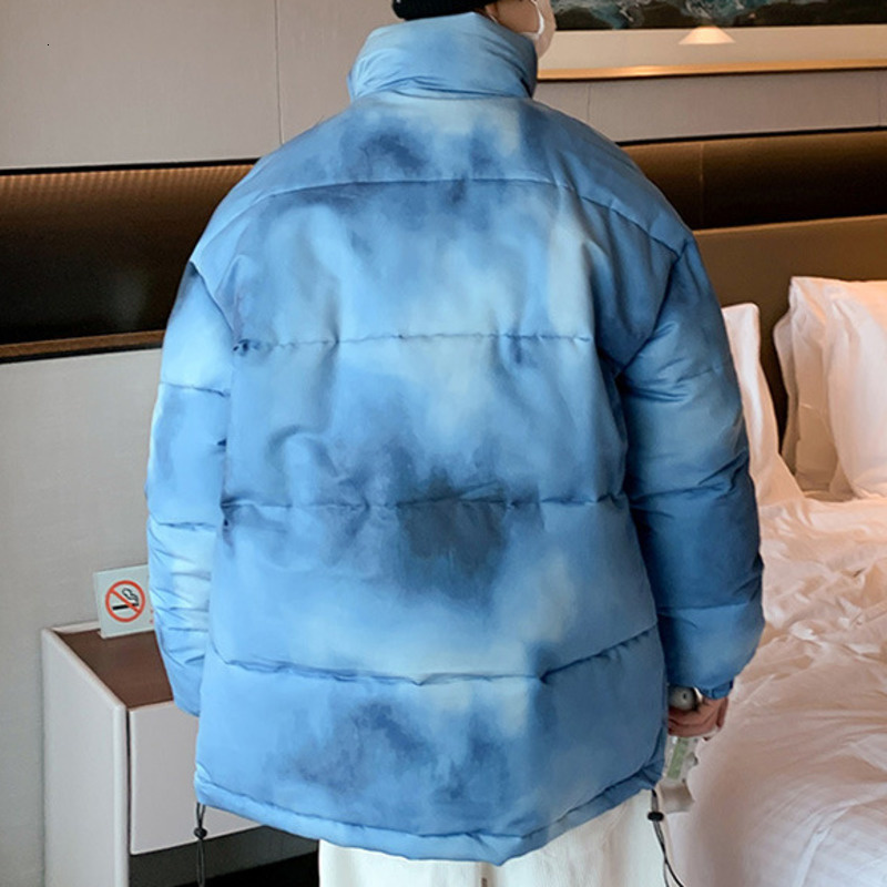 Men's Down Parkas Hip Hop Winter Harajuku Oversized Mens Bubble Coat Tie Dye Jacket Man Streetwear Couple Casual Parkas Korean Y2K Puffer Jackets