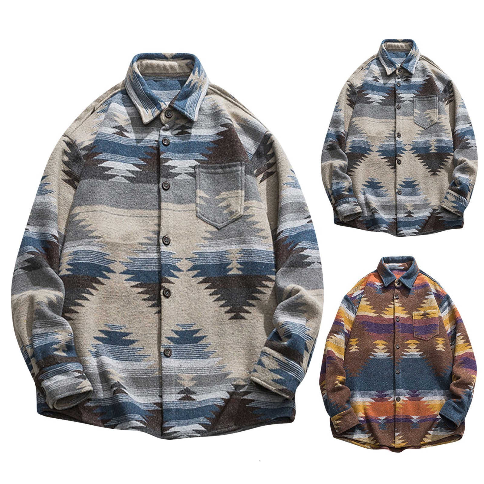 Men's Jackets Autumn Product Trend High Quality Long Sleeve Printed Large Woolen Jacket Fashion Thickened Retro Coat Chaquetas 230912