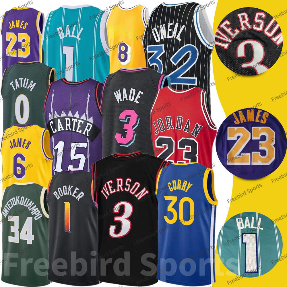 Kids Mens Basketball Jersey 23 James 6 Stephen 30 Curry 12 Ja Morant Giannis Allen Iverson Durant Larry Bird Doncic 32 Shaq Black Youth Kids Shirts Jerseys Stitched
