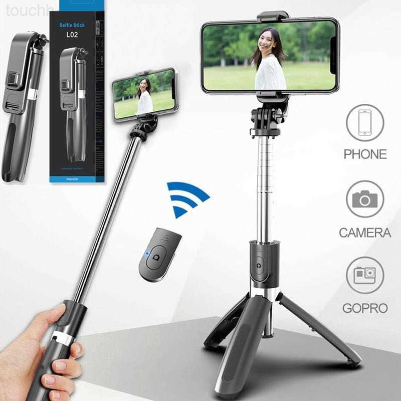 Selfie Monopods L02 Selfie Stick phone holder Monopod Bluetooth Tripod Foldable with Wireless Remote Shutter for Smartphone with Retail Box MQ10 S251029