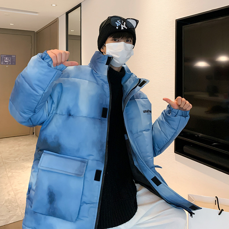 Men's Down Parkas Hip Hop Winter Harajuku Oversized Mens Bubble Coat Tie Dye Jacket Man Streetwear Couple Casual Parkas Korean Y2K Puffer Jackets