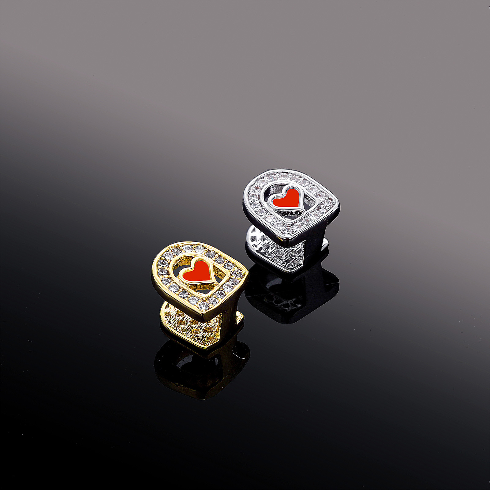 18K Gold Single Grillz Braces Hip Hop Iced Cubic Zirconia Pentagram Teeth Dental Mouth Fang Grills Tooth Cap Halloween Party Vampire Rapper Body Jewel