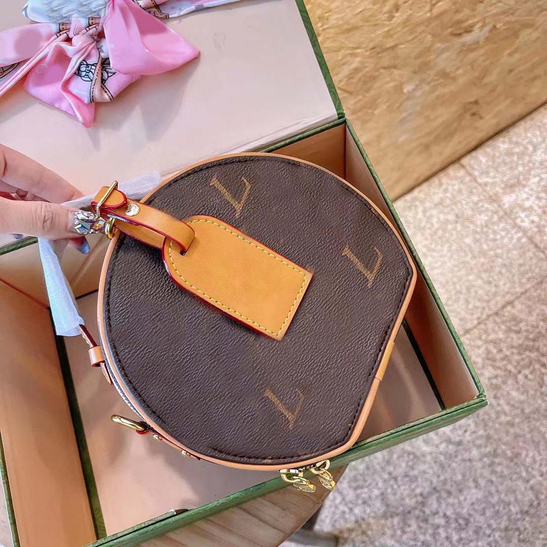 dapu Designer bag women's hundred crossbody bag small round cake bag classic old flower PU bag