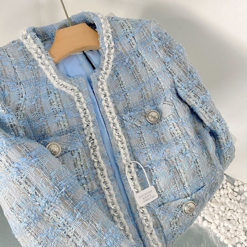 Womens Jackets Autumn Blazer Women Woven Tweed High Waist Gentle Elegant Short Qulited Small Plaid Jacket Office Tops Coat Outerwear 230912