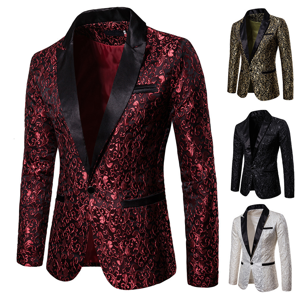 Men's Suits Blazers Men's Floral Party Dress Suit Stylish Dinner Jacket Wedding Blazer Prom Tuxedo 230912