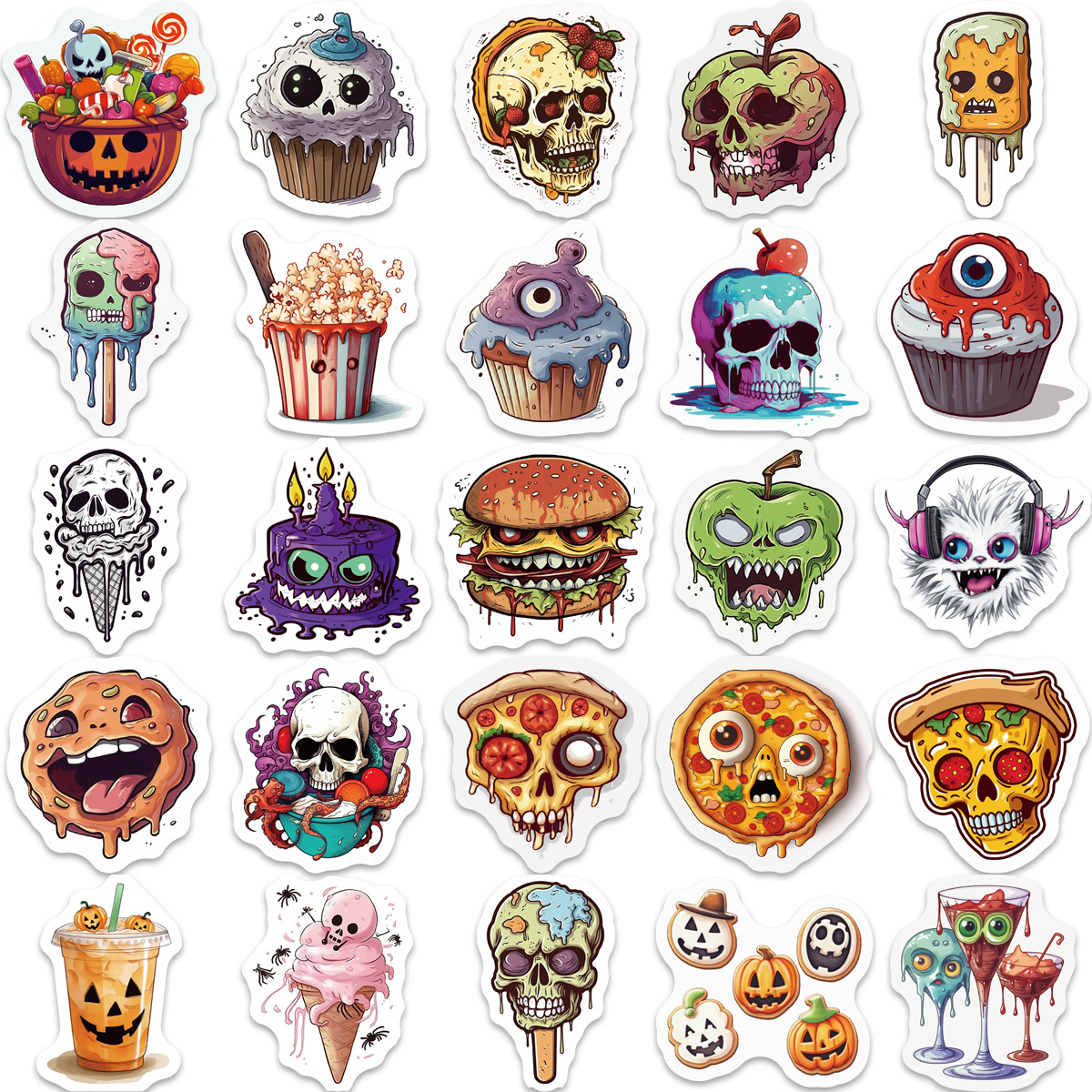 50PCS Halloween Decoration DIY Stickers Pack For Girl Children Cartoon Decal Sticker To DIY Stationery Luggage Suitcase Laptop Guitar PC Water Bottles