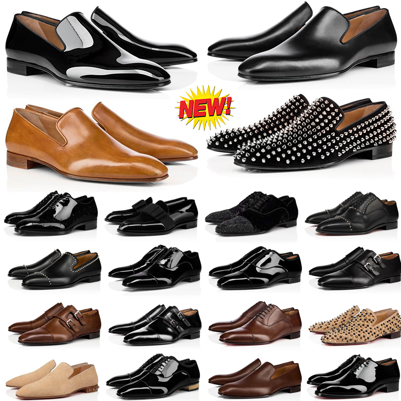 aaaquality men s casual designer shoe loafers party dress wedding sneaker black suede leather rivets glitter vi christian loubitons loubotins red bottomshoes GR0X