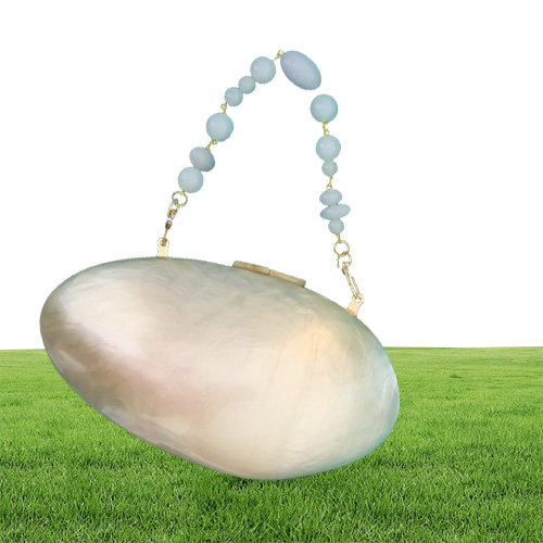 Brand Wallet Stylish Women Pearl Acrylic Evening Bag Designer Solid Shell Wedding Party Clutch Purse Dress Banquet Chain Handbag
