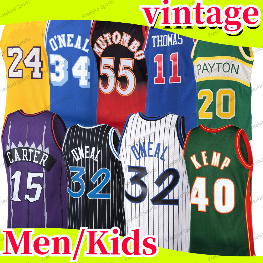 55 Dikembe Mutombo Mourning Basketball Jersey Payton ERVING 33 Bird Johnson 32 Shaquille ONeal 34 Tim Duncan Rose Rodman 15 Carter Basketball Jerseys Stitched Kids