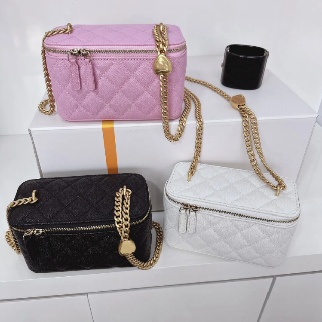 10A best original quality 17cm caviar gold ball Cardioid chain shoulder bag Classic Real Leather women handbag ladies cosmetic tote luxurys designers bags with box