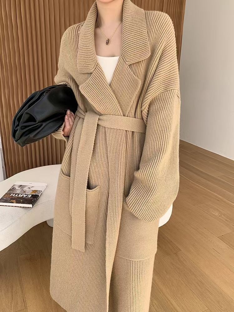 Women's Knits Tees Korean Fashion Lazy Loose Cardigan for Women Vintage Long Sweaters Knitwears Winter Coat Tops Knit Female Jersey Mujer Style 2