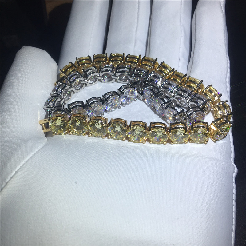 Vecalon Fashion Tennis Bracelet Round 8mm AAAAA Zircon Sona Cz White gold filled Engagement wedding Bracelets for women Jewelry