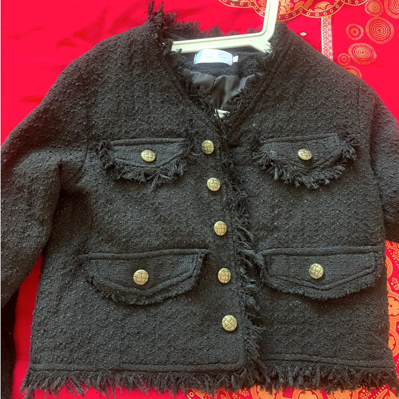 Women's Jackets Vintage Small Fragrant Tweed Jacket Women Autumn Winter Woolen Short Black Jacket Streetwear Fashion Slim Outwear Crop Tops 23091