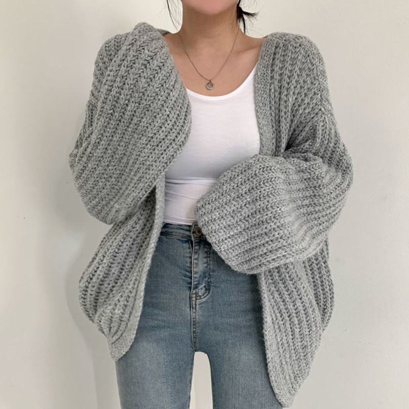 Women's Knits Tees MEXZT Vintage Harajuku Lantern Sleeve Women Cardigan Sweater Casual Korean Fall Streetwear Tops Coat Chic Lazy Wind Y2k Sweate