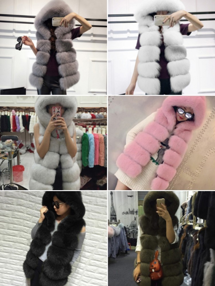 Women's Fur Faux Fur Sungtin 6 Color High Quality Soft Thick Warm Vest Hoodie Female Black Faux Fur Mink Sleeveless Hooded Coat Women Winter 2309