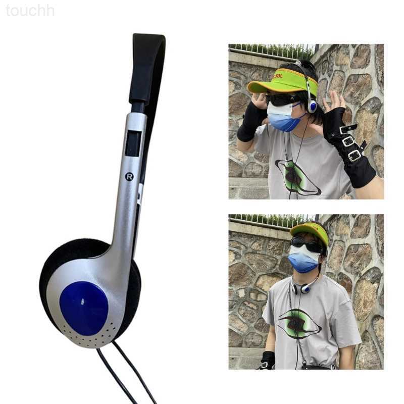 Cell Phone Earphones Headphones Y2k Personality Retro Headset Black Fashion Style Headset Over Ear L230914