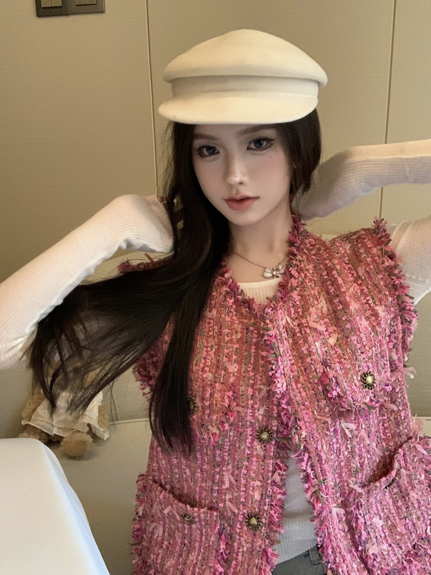 Women's Vests KUSAHIKI Tweed Elegant Tassel Weave Sleeveless Waistcoat Causal Korean Fashion Autumn Single Breasted O-neck Women Vest Jackets 230