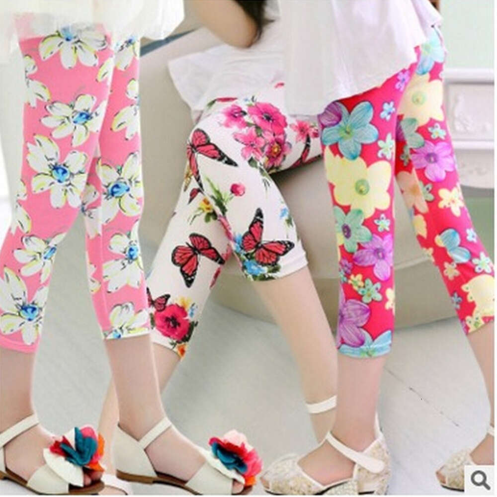 Kids Girls Leggings Spring Summer Flower Printed Children Trousers Girl Casual Skinny Pants Cute Toddler Leggings