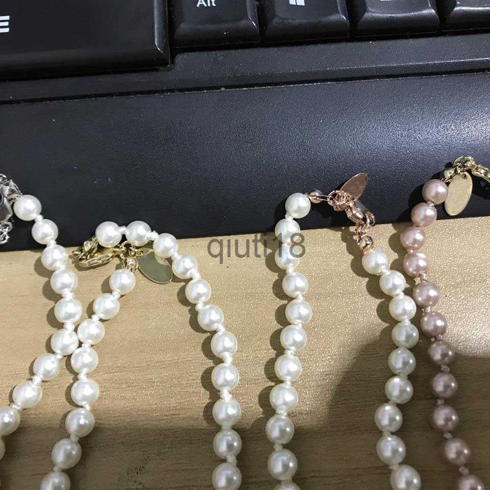 Pendant Necklaces Women Short Pearl Chain Rhinestone Orbit Necklace Clavicle Chain Baroque Pearl Choker Necklaces for Women Jewelry Gift x0913