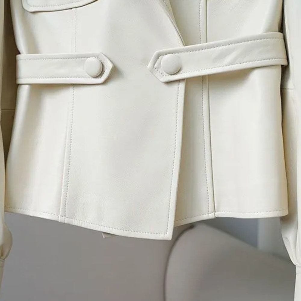 Women's Jackets Spring Autumn Fashion Black Leather Jacket For Women Zipper Vintage High Street Lapel Outwear Top Female PU Leather Coat Woman 23