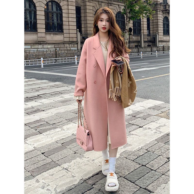 Women's Wool Blends Fashionable Double Sided Wool Coat For Women Autumn And Winter Korean Version Loose Mid Length Hepburn Style Wool Coat 230912