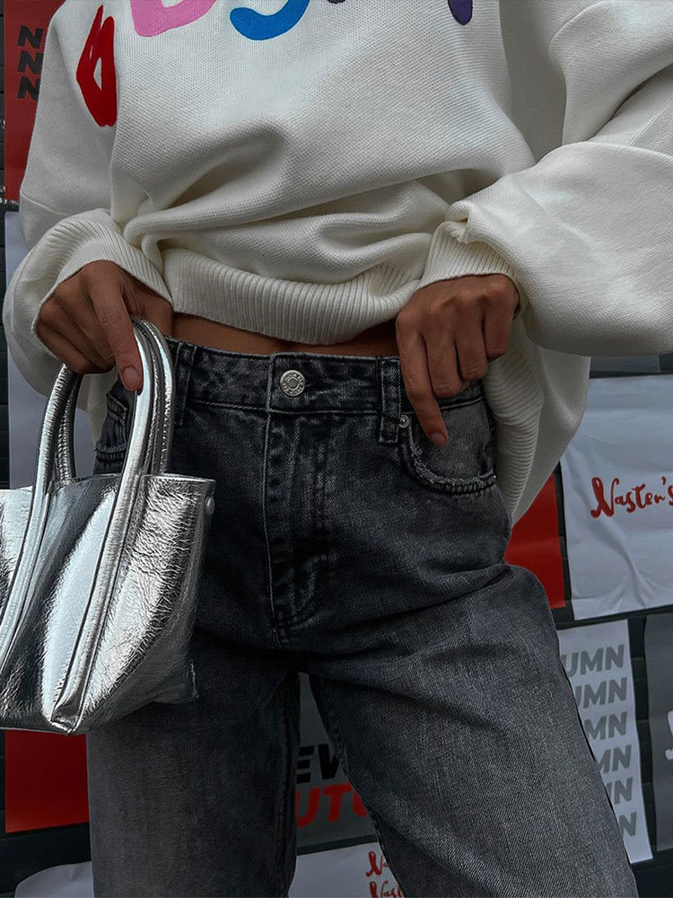 Women's Sweaters Women O neck Letter Embroidery Pullovers Warm Thick Long Sleeve Knitted Sweaters Female Casual Stylish Loose Knit Streetwear 230