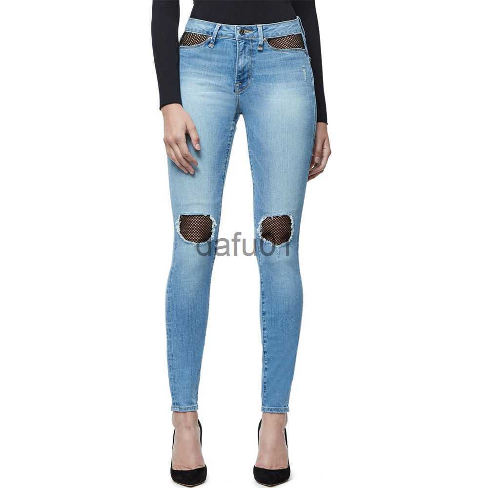 Women's Jeans Women's Jeans Women Skinny High Street Style Sexy Ripped Hole Skin Tight Fashion Blue Pencil Denim Pants Asian Size x0914