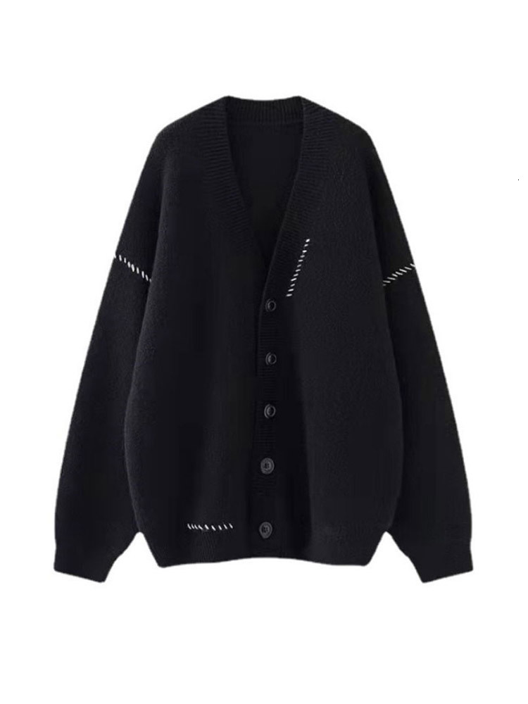 Women's Knits Tees Casual Knitted Cardigan Women Contrast Braided Stripe Long Sleeve Female Sweater Autumn All-match Single-breasted Coat 230912