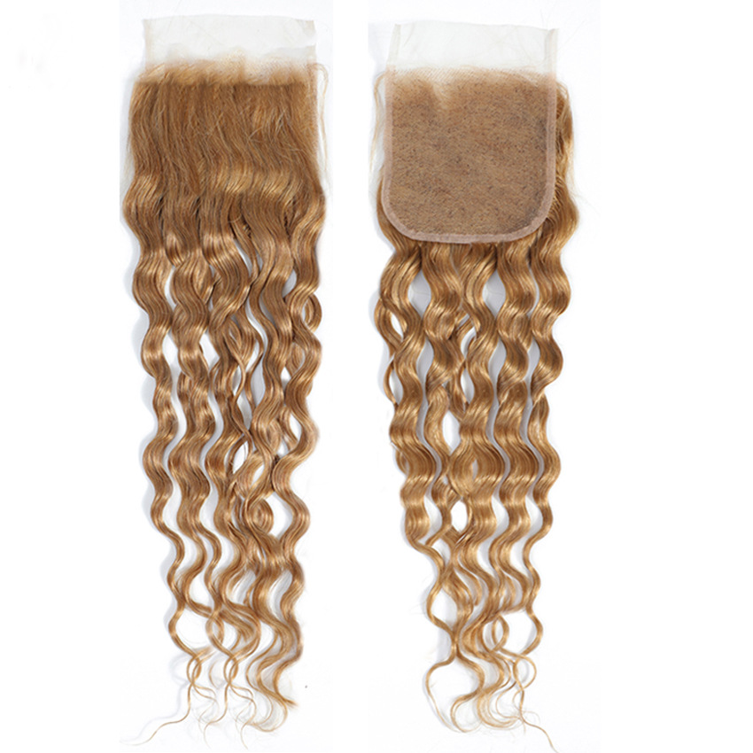 Malaysian Virgin Human Hair 27# Color Bundles With 4X4 Lace Frontal Water Wave 4 Pcs/Lot 10-30inch
