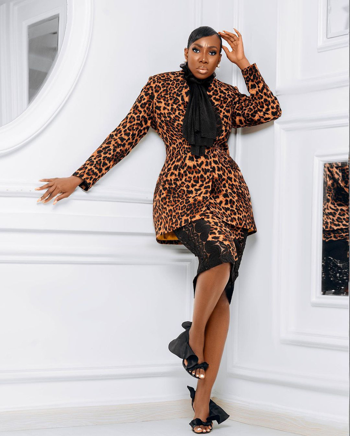 Fashion Leopard Women Long Jacket Mother Of The Bride Blazer Custom Made For Lady Party Prom Wear Only One Piece