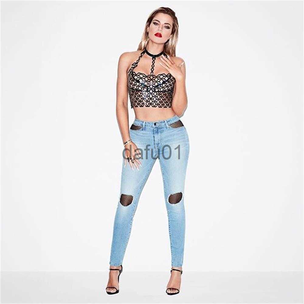 Women's Jeans Women's Jeans Women Skinny High Street Style Sexy Ripped Hole Skin Tight Fashion Blue Pencil Denim Pants Asian Size x0914