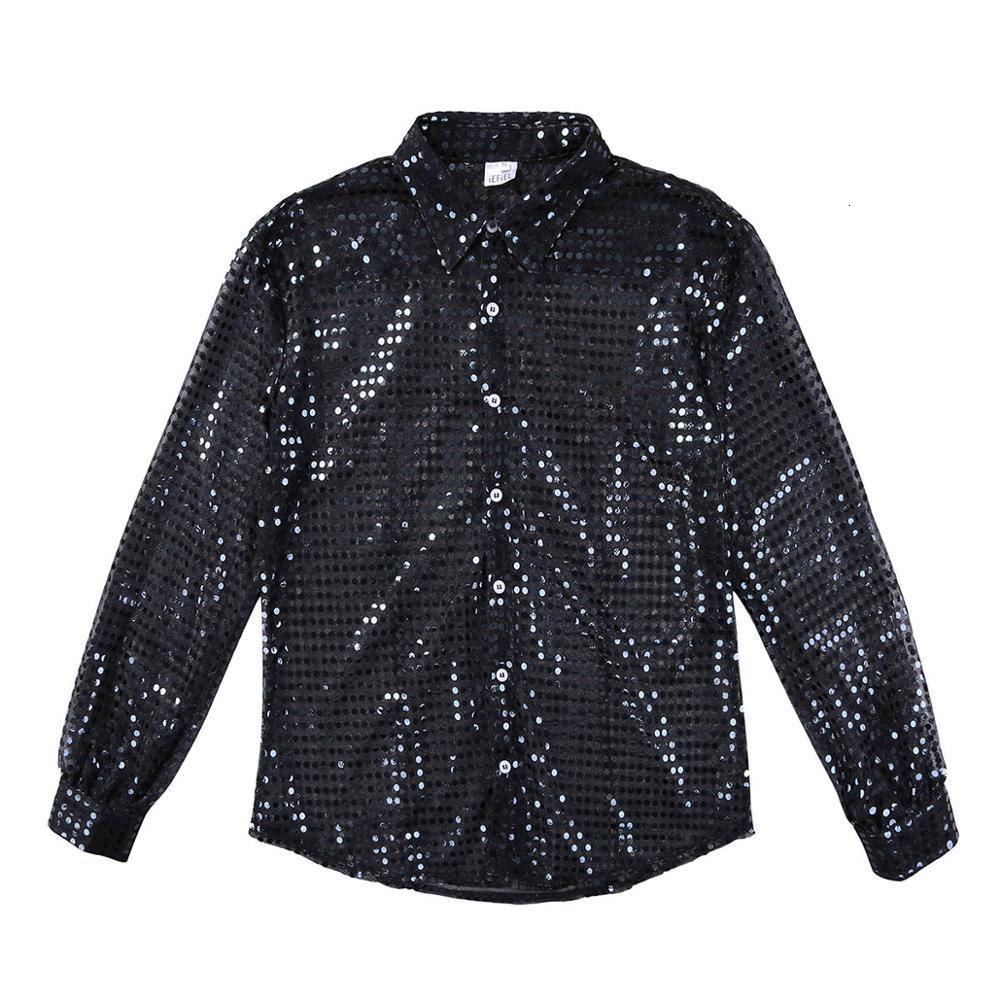 Men's Casual Shirts Hommes Men See Through Sequins Latin Dance Shirt Long Sleeve Ballroom Tango Rumba Top Mens Tops Performance Costume 230912